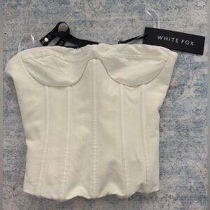 White Fox Boutique Ivory Corset Bodysuit